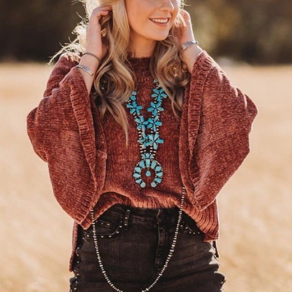 Turquoise Bib Boho Necklace - Picture 4 of 5